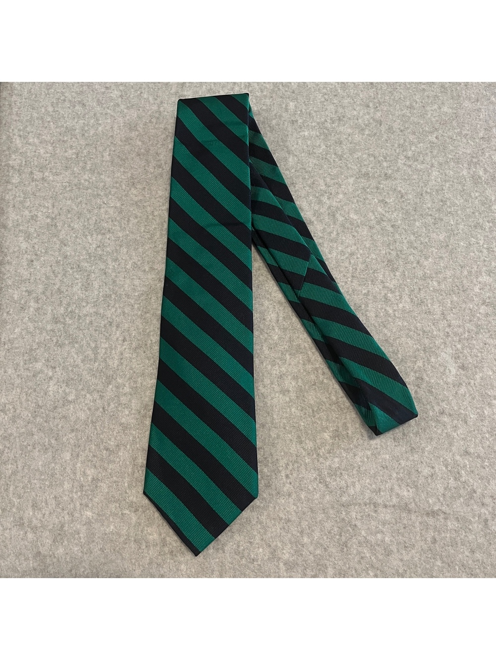 Vintage Handmade The Custom Shop Green Black Striped Tie 56”